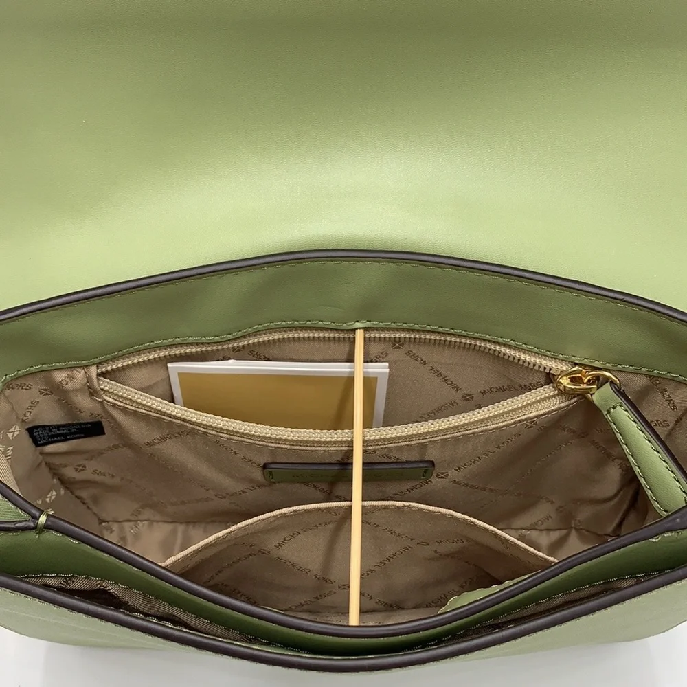 MICHAEL KORS CARMEN MEDIUM CONVERTIBLE SHOULDER BAG LIGHT SAGE COLOR - Picture 11 of 16